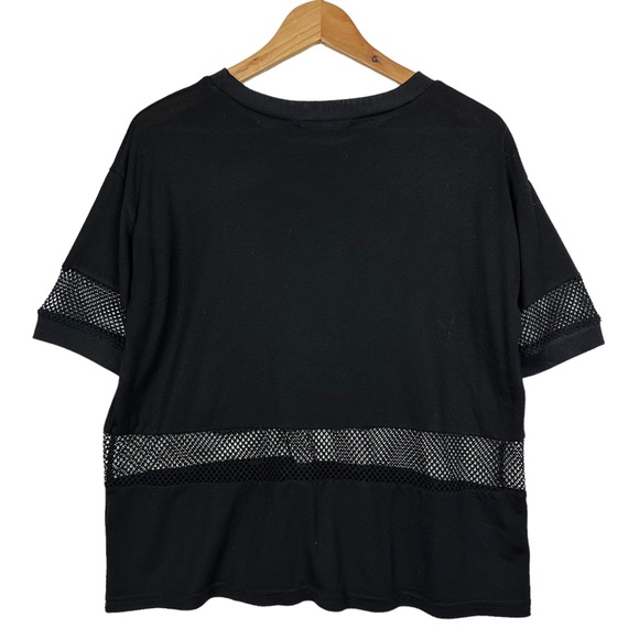 Brandy Melville Manoela Black Boxy Street Style Mesh Cutout Short Sleeve Top - Picture 5 of 11